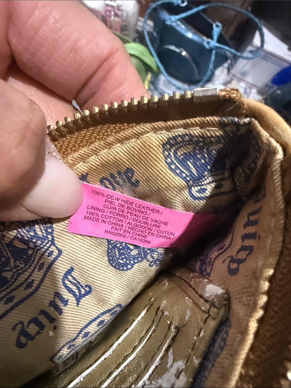 Juicy Couture Vintage Tan Leather Wristlet with Charm Chain - Picture 5 of 5
